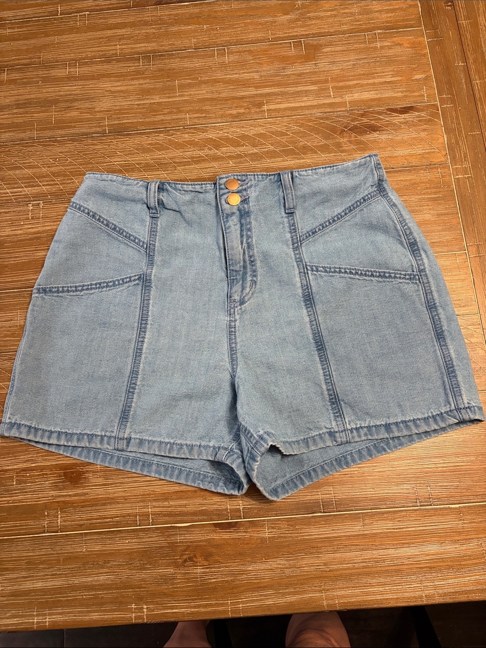 Universal Thread High-Rise Light Blue Denim Shorts with Double Button